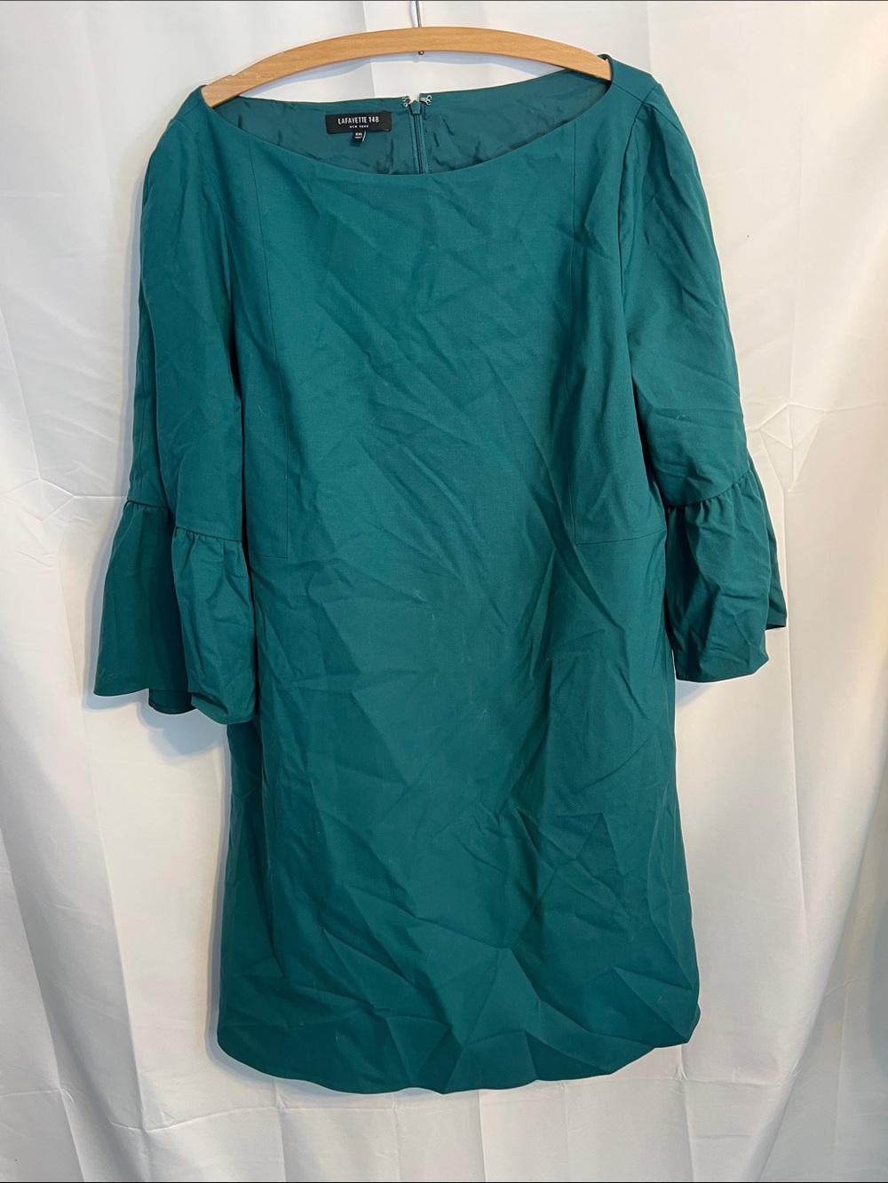 Lafayette 148 New York Teal Ruffled-Sleeve Mini Dress